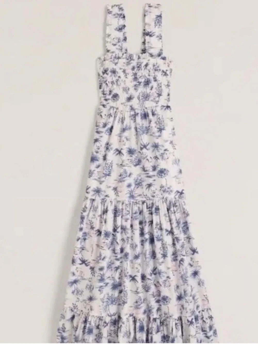 Abercrombie & Fitch Smocked Floral Blue, White, and Pink Maxi Dress